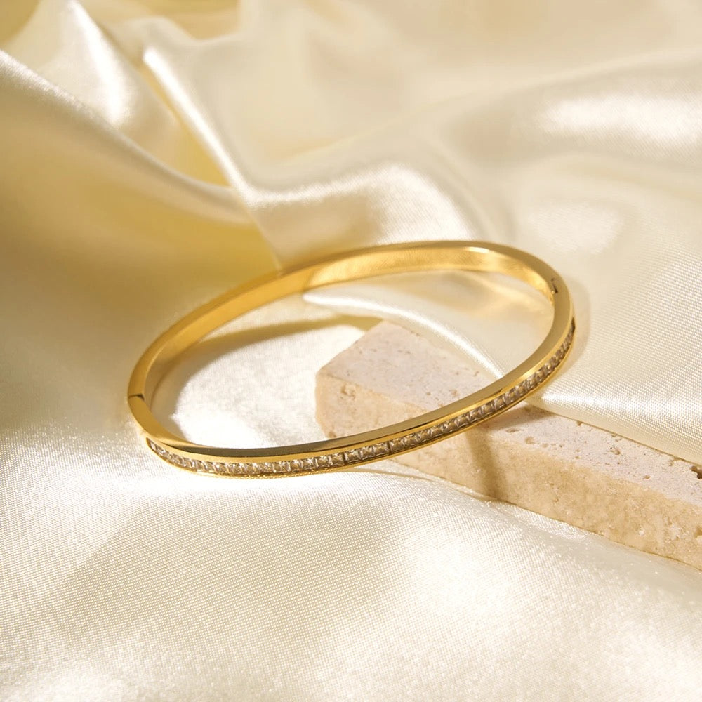 Gold Bangle with Stone Accents