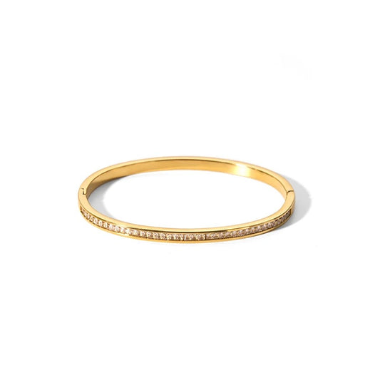 Gold Bangle with Stone Accents