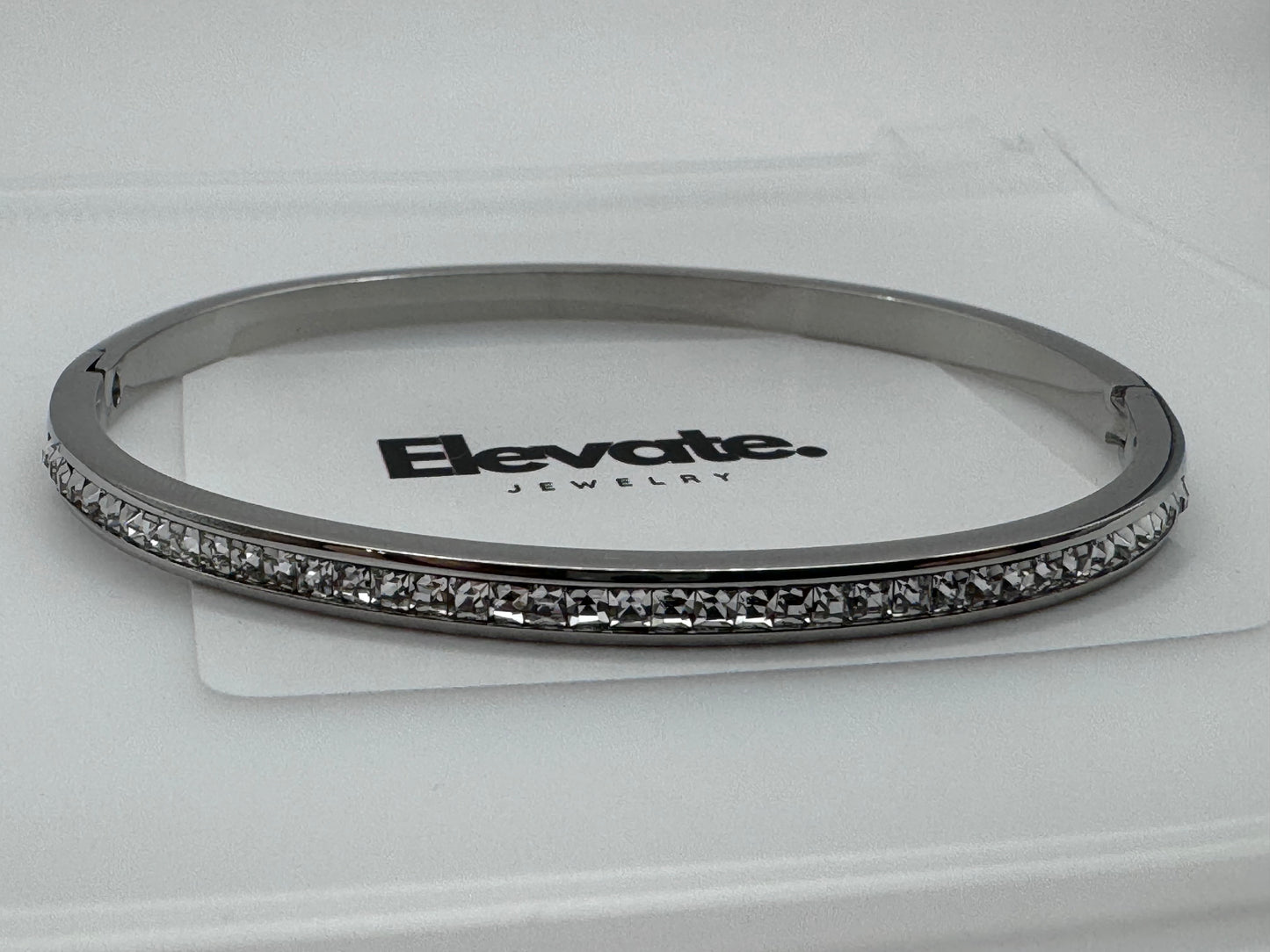 Silver Bangle with Stone Accents