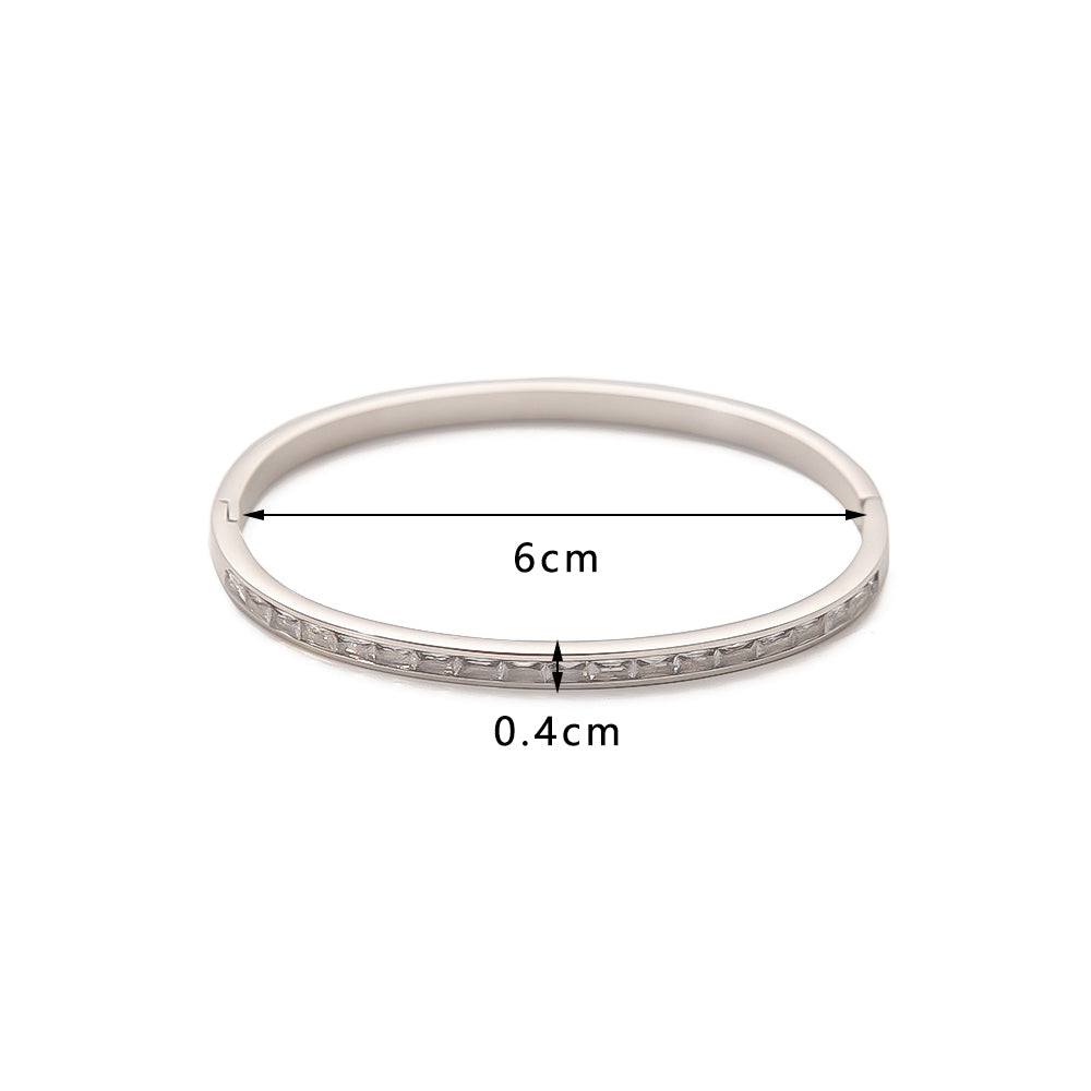 Silver Bangle with Stone Accents